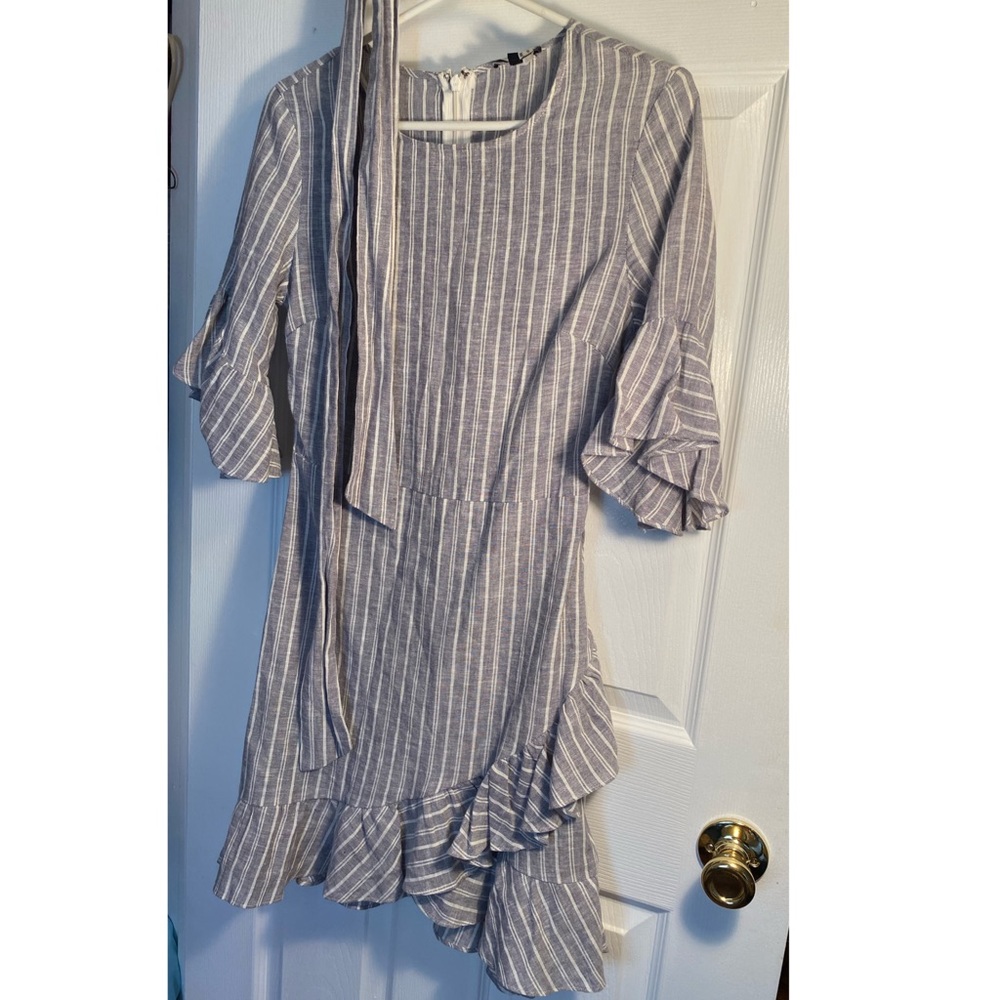 Grey And White Stripped Dress